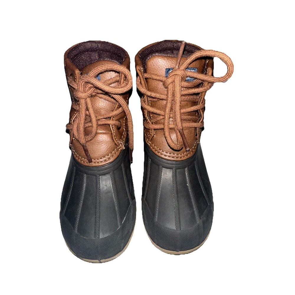 Kids  Sperry Port Duck Boot Navy Blue/Brown Rubber Rain Snow Size 10M